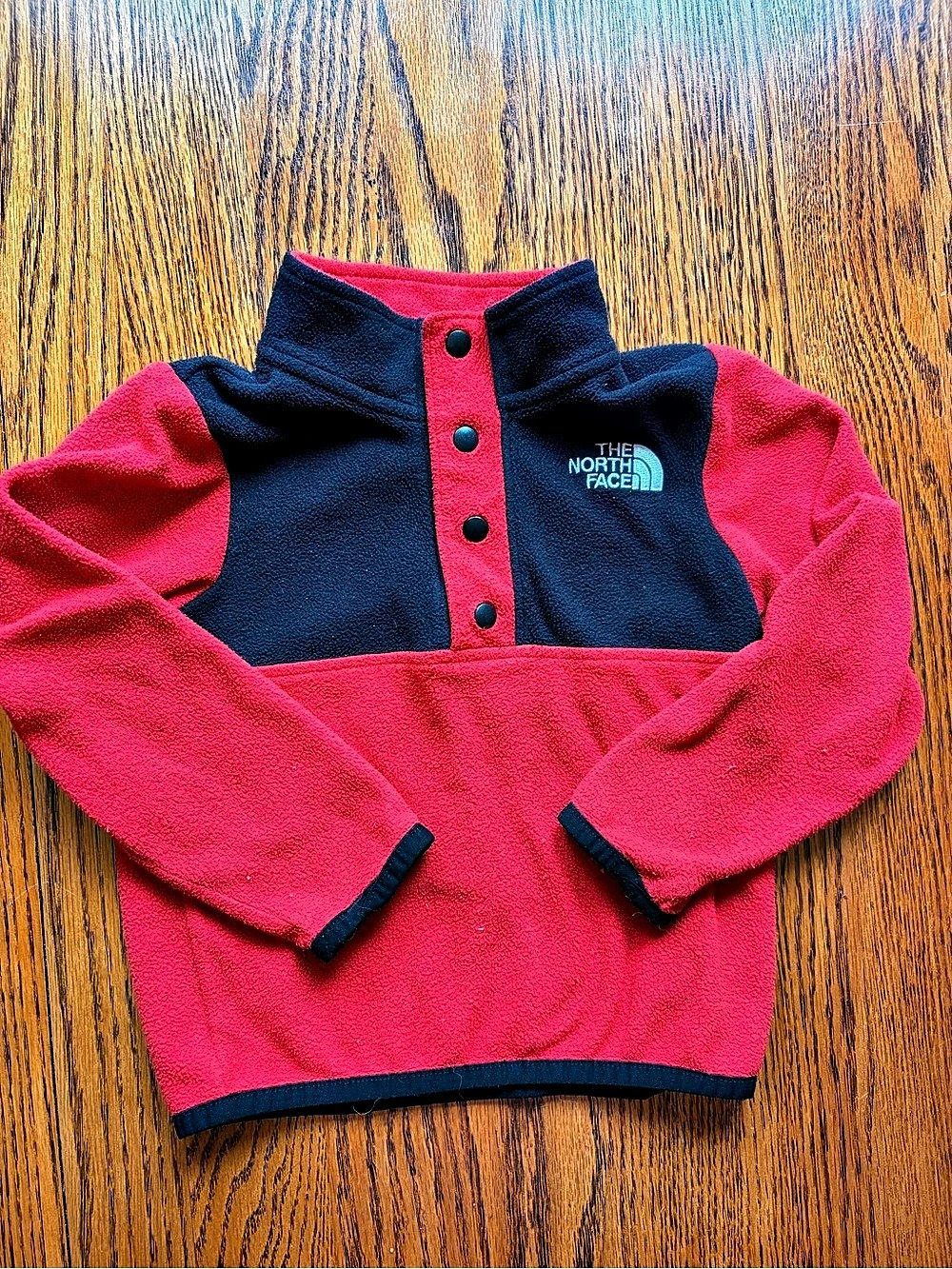 The North Face Toddler Glacier Snap Neck Pullover Red & Black 2T Fleece